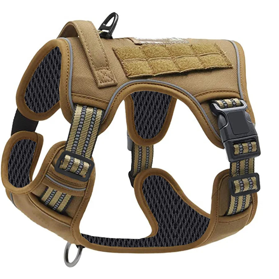 Painless No Pull Large Dog Tactical Harness - Durable Military-Style Vest with Reflective Straps & Secure Control Handle