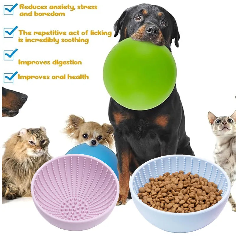Pet supplies Stubborn slow food bowl licking pad silicone bowl with suction cups anti tipping and anti slip dog and cat bowl