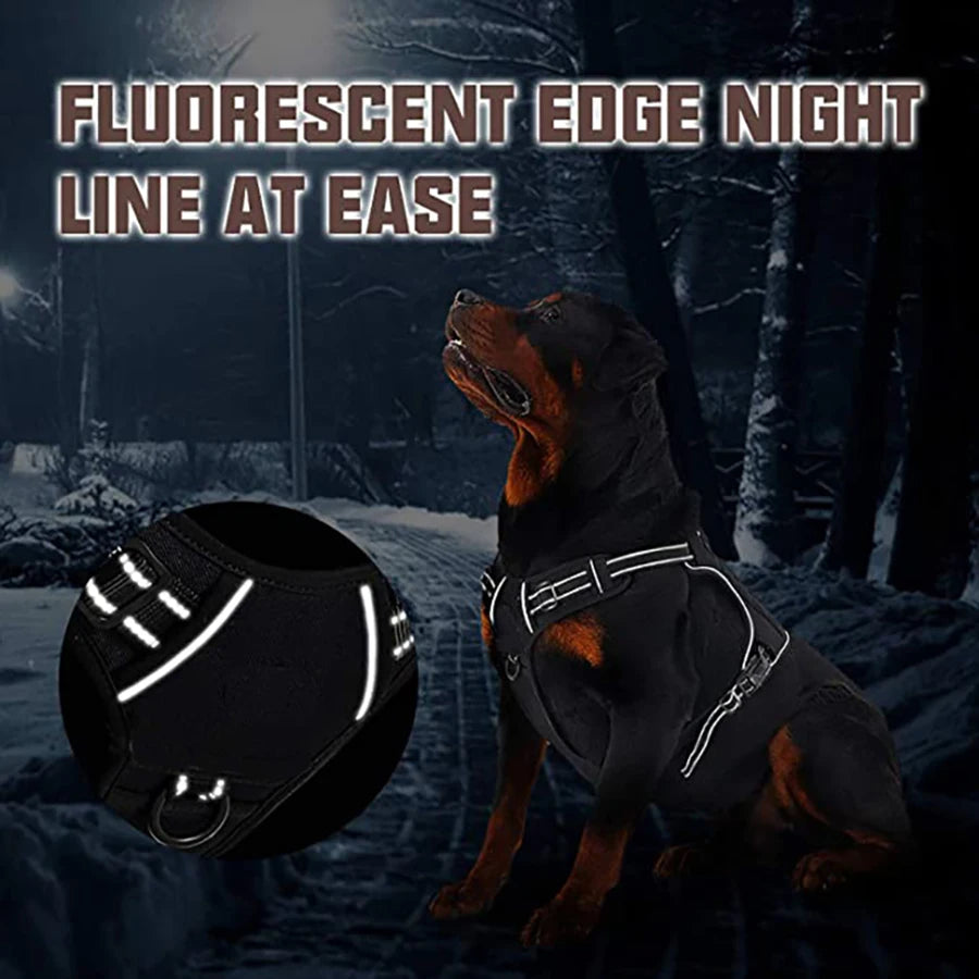 Painless No Pull Large Dog Tactical Harness - Durable Military-Style Vest with Reflective Straps & Secure Control Handle