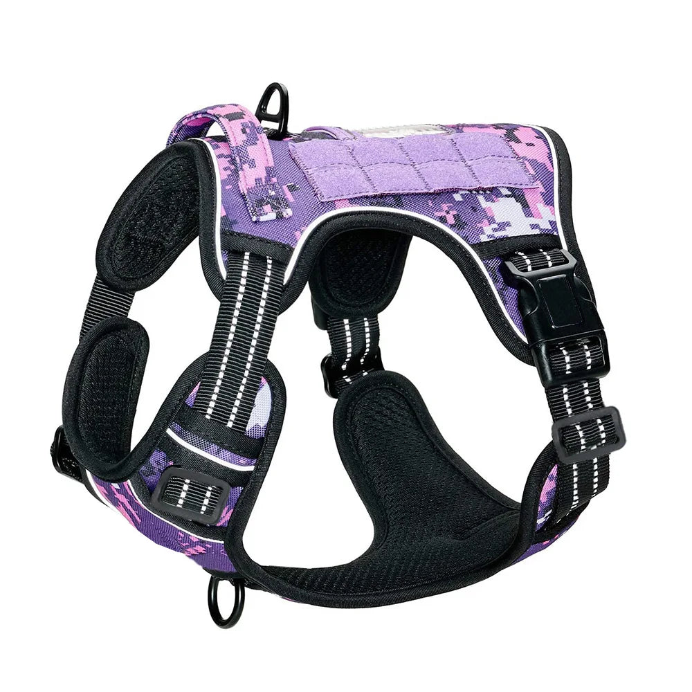 Painless No Pull Large Dog Tactical Harness - Durable Military-Style Vest with Reflective Straps & Secure Control Handle