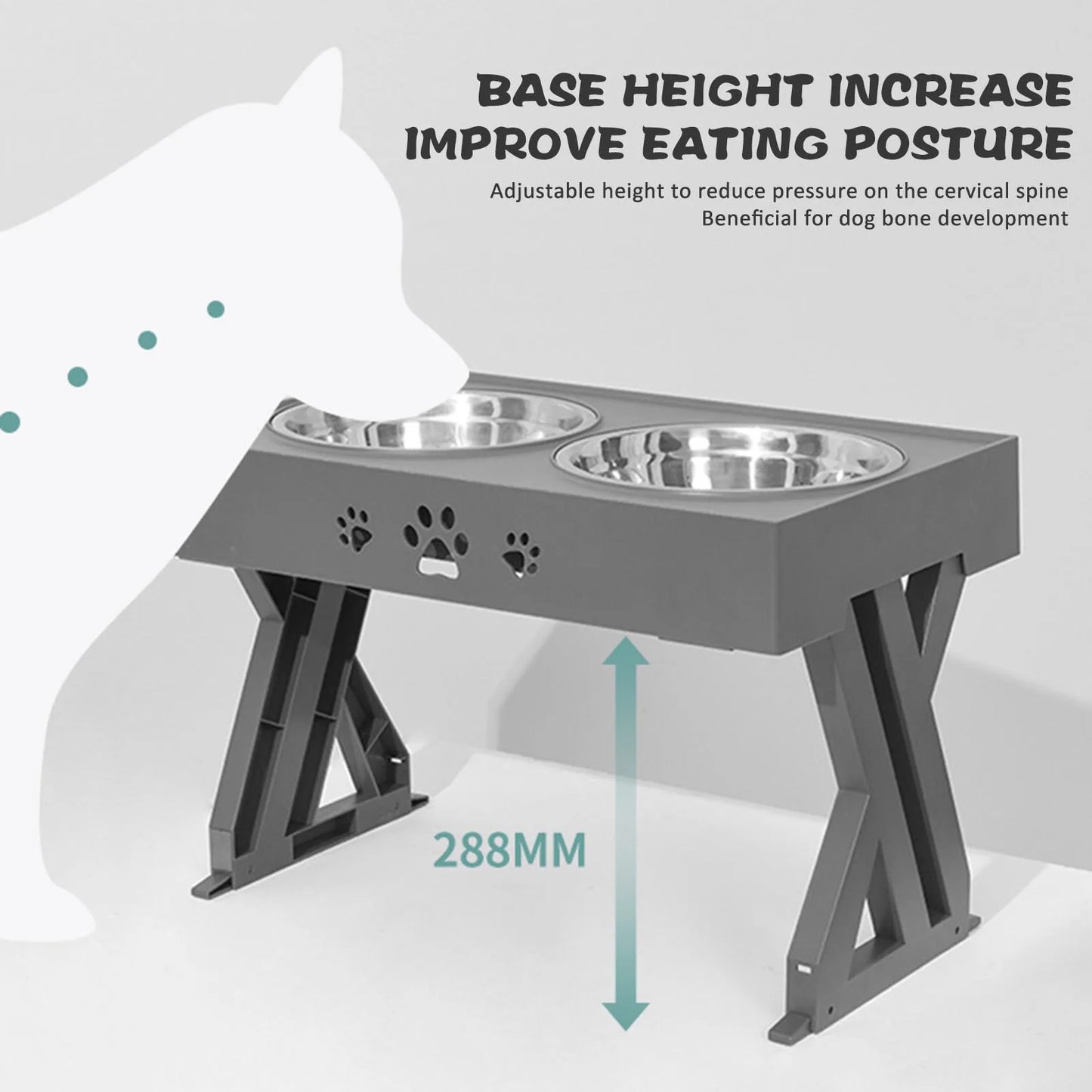 Stainless Steel Elevated Dog Bowl Non-Slip and No Spill Design Bowl Pet Supplies Suitable for Promote Healthy Digestion Xuan-US
