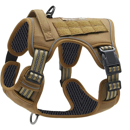 Painless No Pull Large Dog Tactical Harness - Durable Military-Style Vest with Reflective Straps & Secure Control Handle