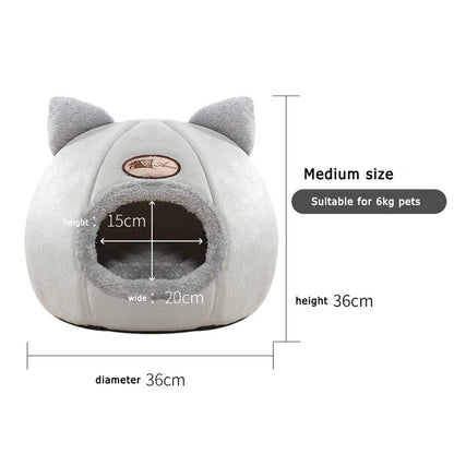 Lovely Cat Pet Dog Cat Beds Nest Deep Sleep Pets Tent Soft Comfortable Semi-enclosed Cat Nest Kennel Autumn Winter Pet Supplies