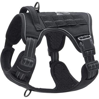 Painless No Pull Large Dog Tactical Harness - Durable Military-Style Vest with Reflective Straps & Secure Control Handle