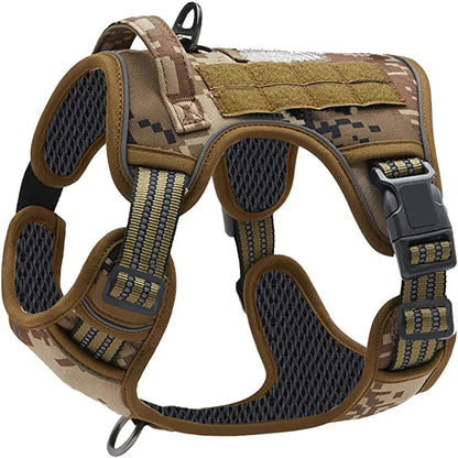Painless No Pull Large Dog Tactical Harness - Durable Military-Style Vest with Reflective Straps & Secure Control Handle