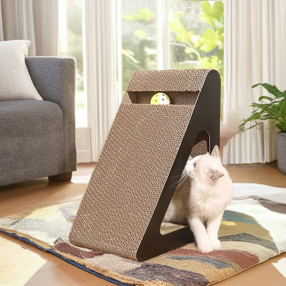 2 in 1 Cat Scratcher Cardboard Triangles Shaped Cat Scratching Board With Ball Wear-resistant Cat Clawing Board For Indoor Cat